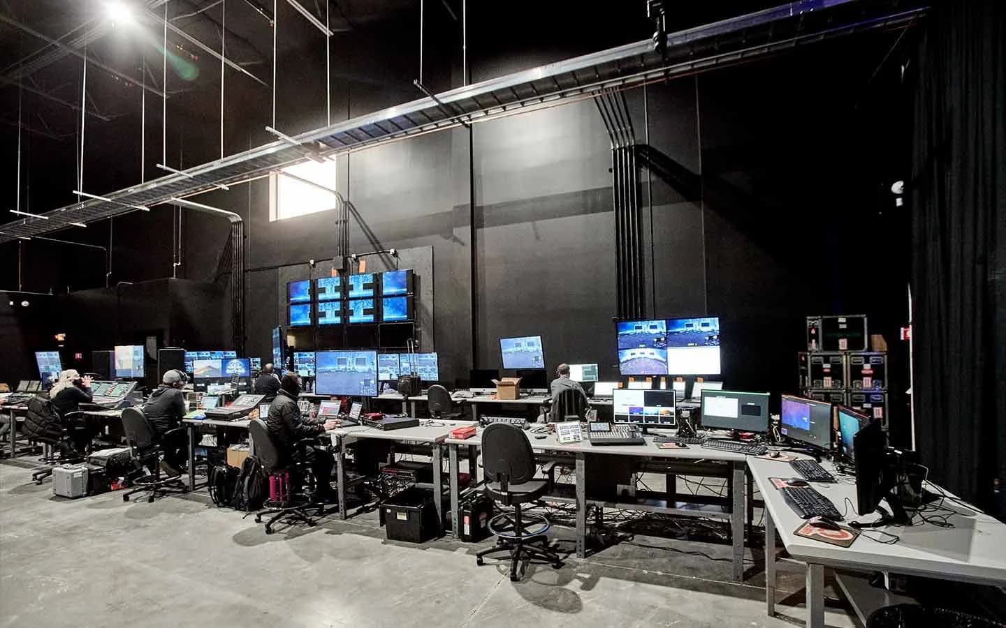The curved LED wall at Worre Studios rendering an immersive environment around the stage floor.